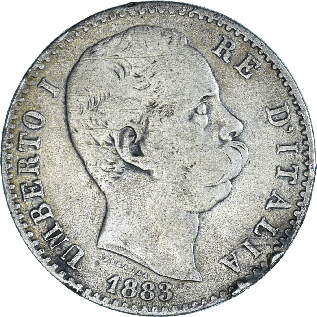 Coin, Italy, Umberto I, 2 Lire, 1883, Rome, VF(20-25), Silver, KM:23