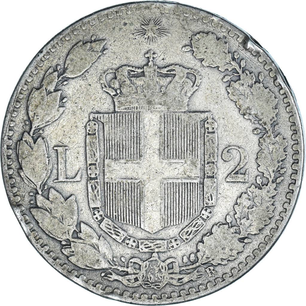 Coin, Italy, Umberto I, 2 Lire, 1883, Rome, VF(20-25), Silver, KM:23