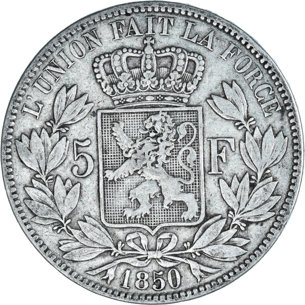 Coin, Belgium, Leopold I, 5 Francs, 5 Frank, 1850, Without dot, VF(30-35)