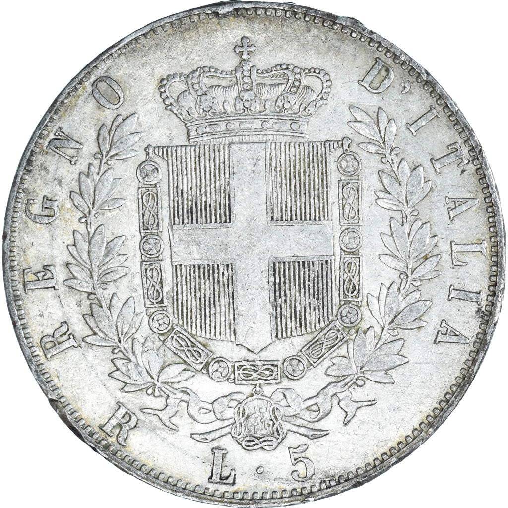 Coin, Italy, Vittorio Emanuele II, 5 Lire, 1875, Milan, EF(40-45), Silver