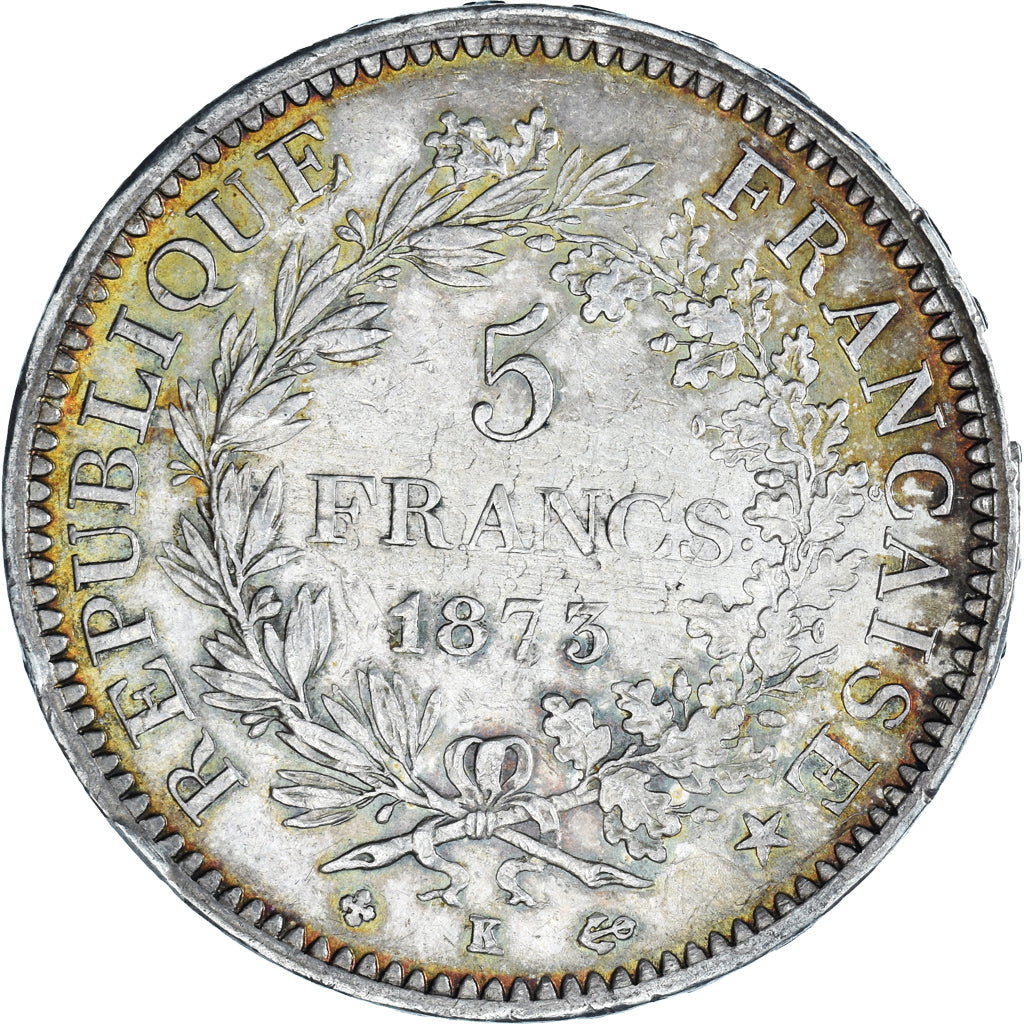 Coin, France, Hercule, 5 Francs, 1873, Bordeaux, AU(55-58), Silver, KM:820.2