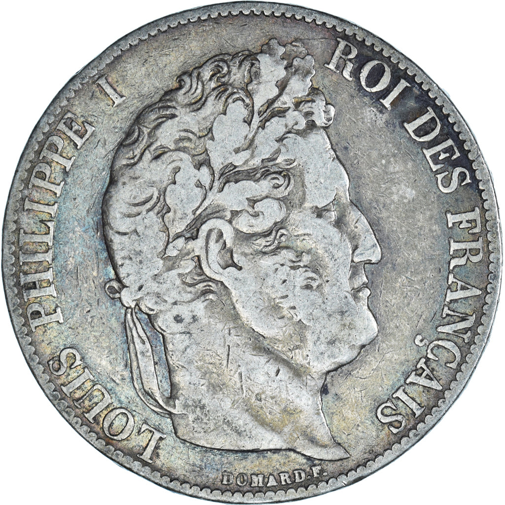 Moeda, França, Louis-Philippe, 5 Francs, 1845, Strasbourg, VF(30-35), Prata