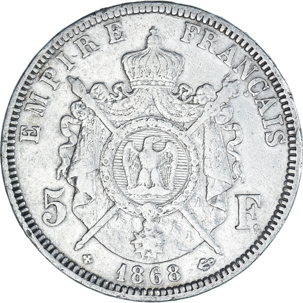 Coin, France, Napoleon III, 5 Francs, 1868, Strasbourg, VF(30-35), Silver