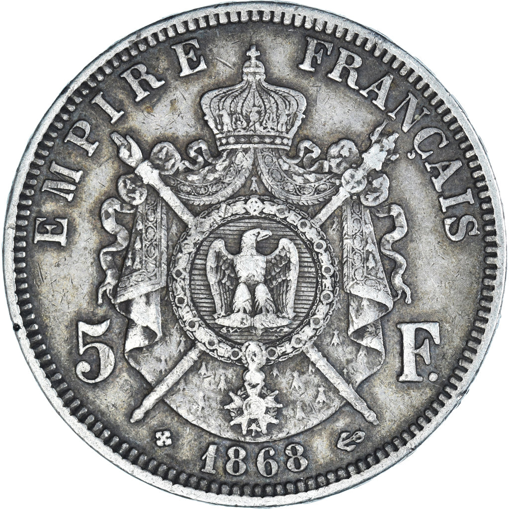 Monnaie, France, Napoleon III, 5 Francs, 1868, Strasbourg, TTB, Argent
