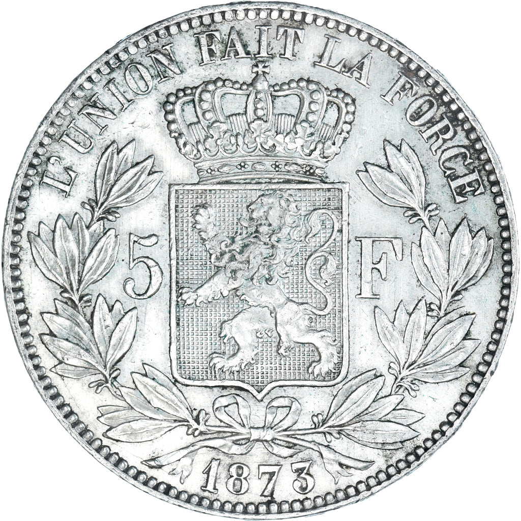 Coin, Belgium, Leopold II, 5 Francs, 5 Frank, 1873, AU(55-58), Silver, KM:24