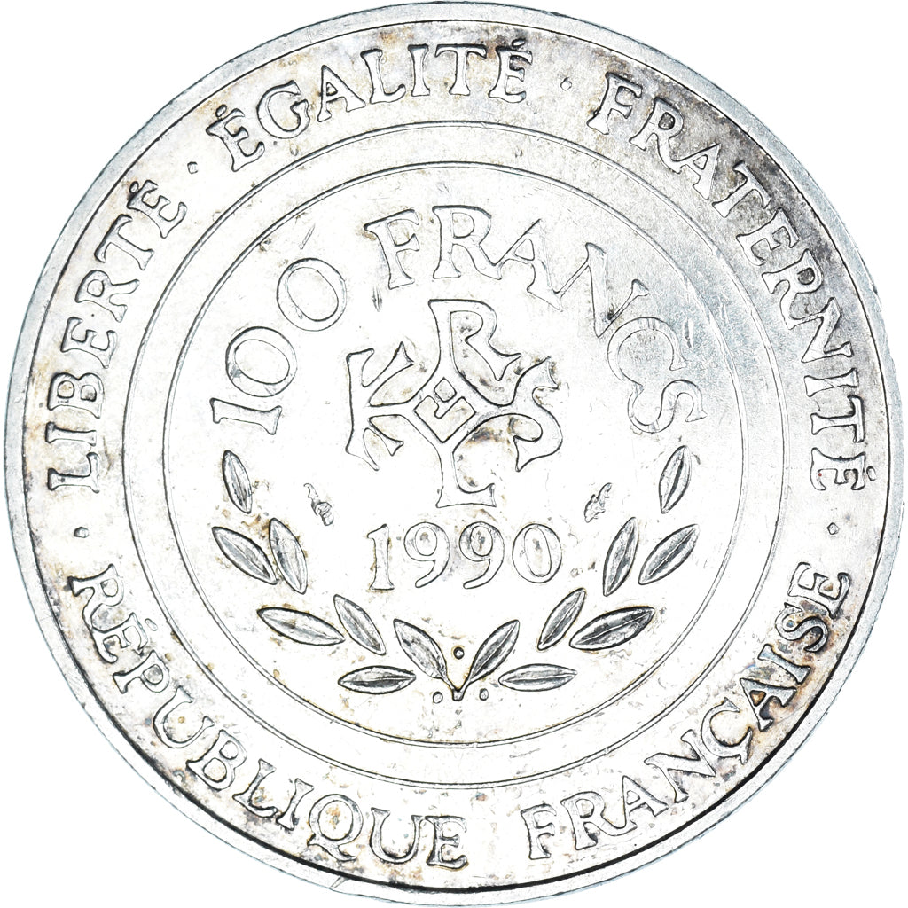 Monnaie, France, Charlemagne, 100 Francs, 1990, SUP, Argent, Gadoury:954, KM:982