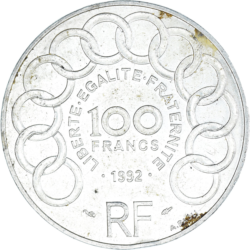 Coin, France, Jean Monnet, 100 Francs, 1992, Paris, EF(40-45), Silver, KM:1120