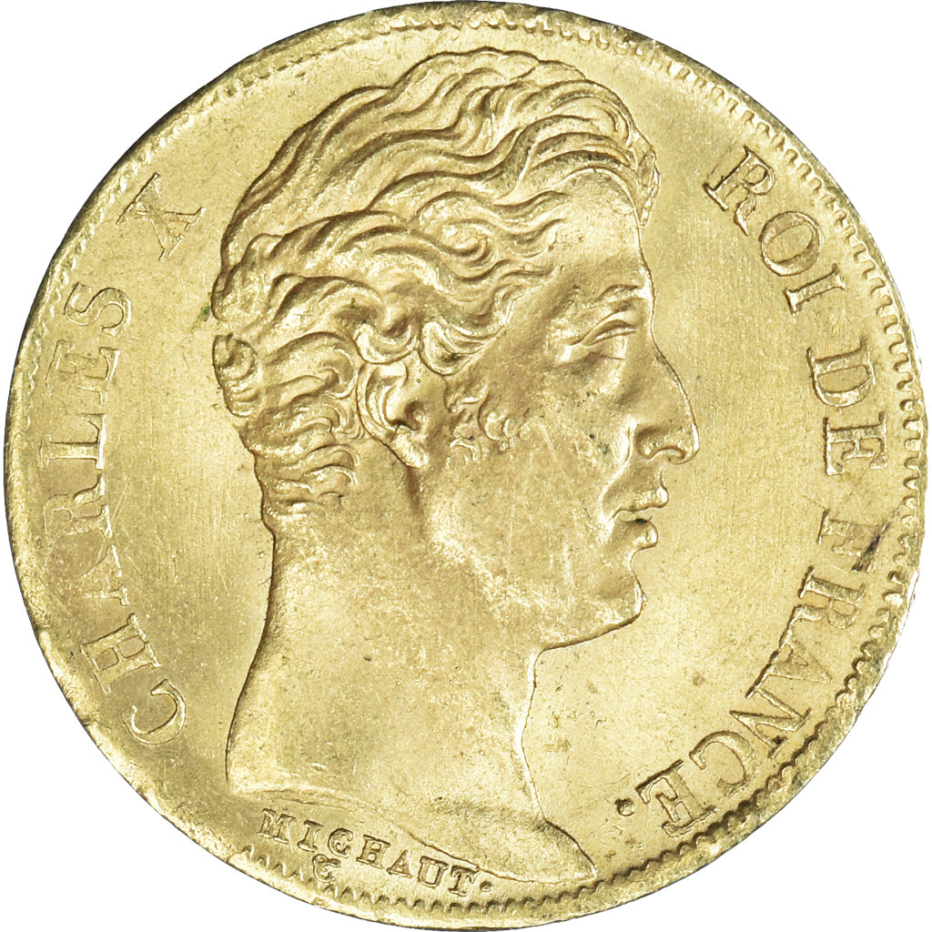 Moneda, Francia, Charles X, 20 Francs, 1828, Paris, MBC+, Oro, KM:726.1