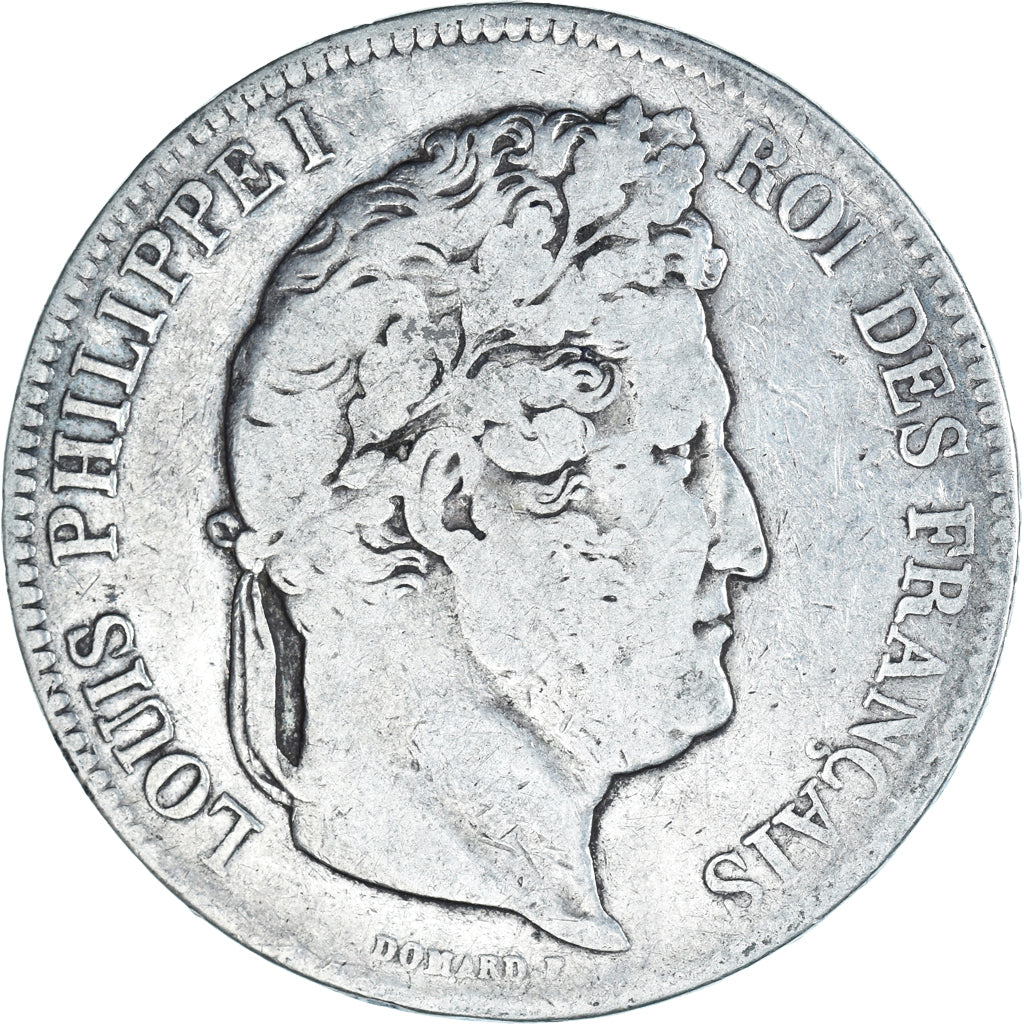 Moneta, Francia, Louis-Philippe, 5 Francs, 1833, Strasbourg, MB, Argento