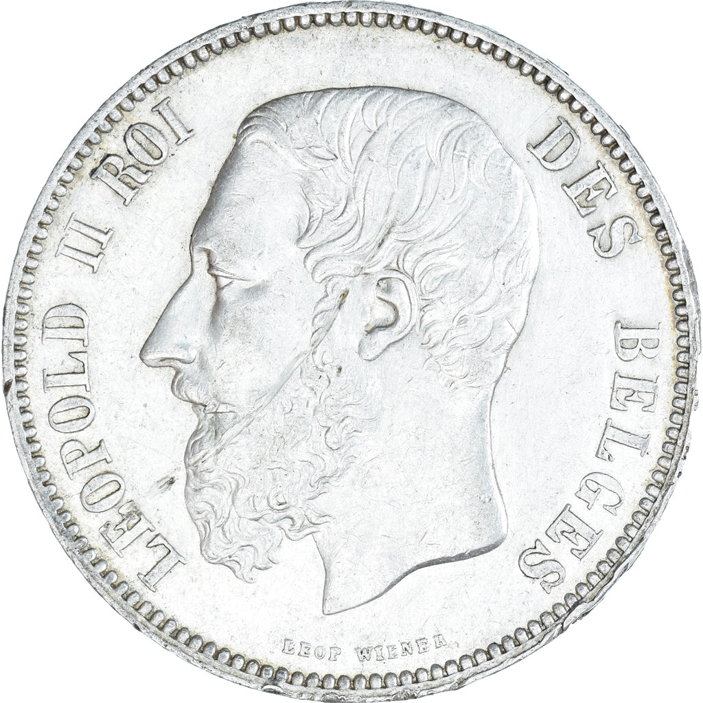 Coin, Belgium, Leopold II, 5 Francs, 5 Frank, 1875, EF(40-45), Silver, KM:24