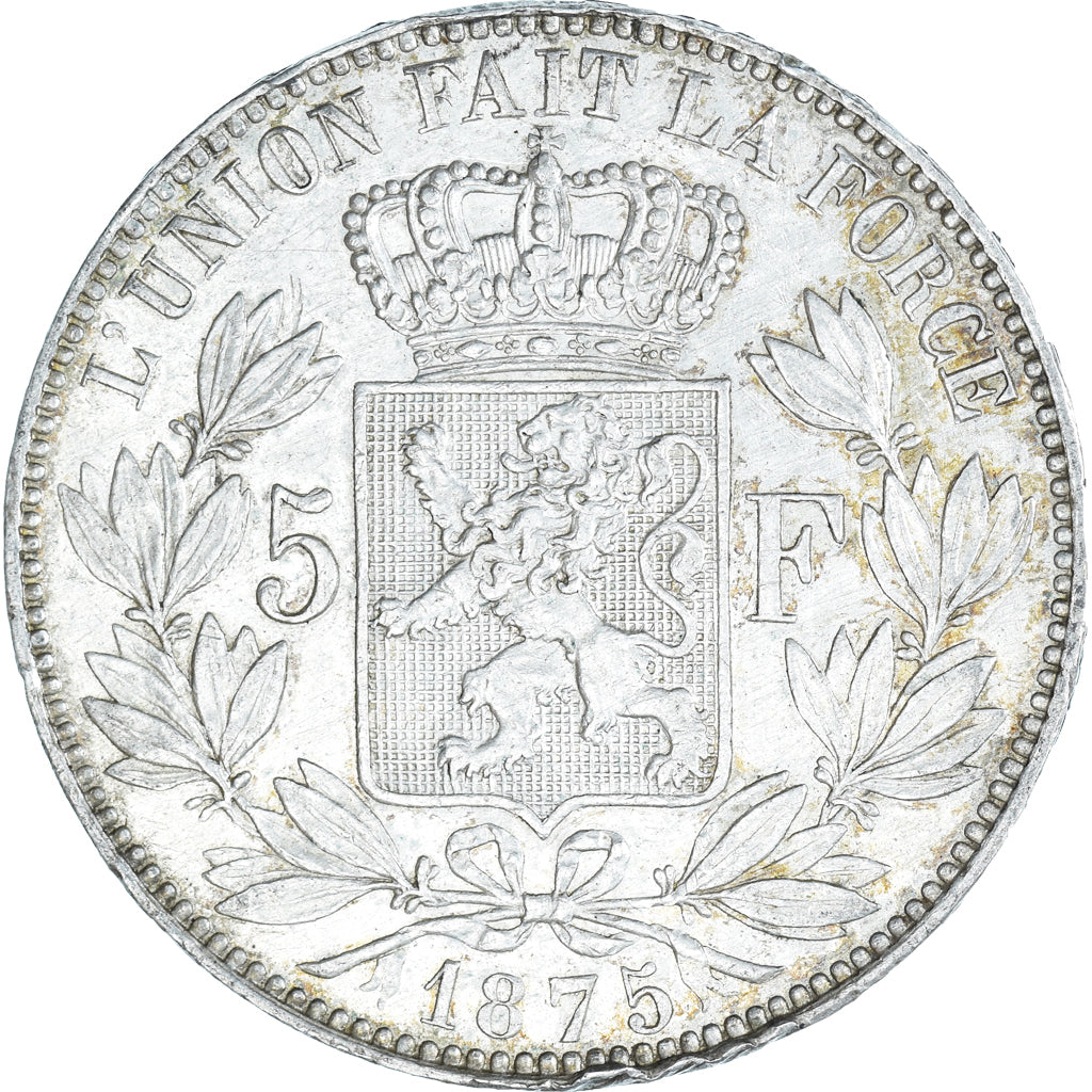 Coin, Belgium, Leopold II, 5 Francs, 5 Frank, 1875, EF(40-45), Silver, KM:24