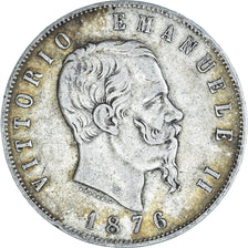 Moeda, Itália, Vittorio Emanuele II, 5 Lire, 1876, Rome, EF(40-45), Prata