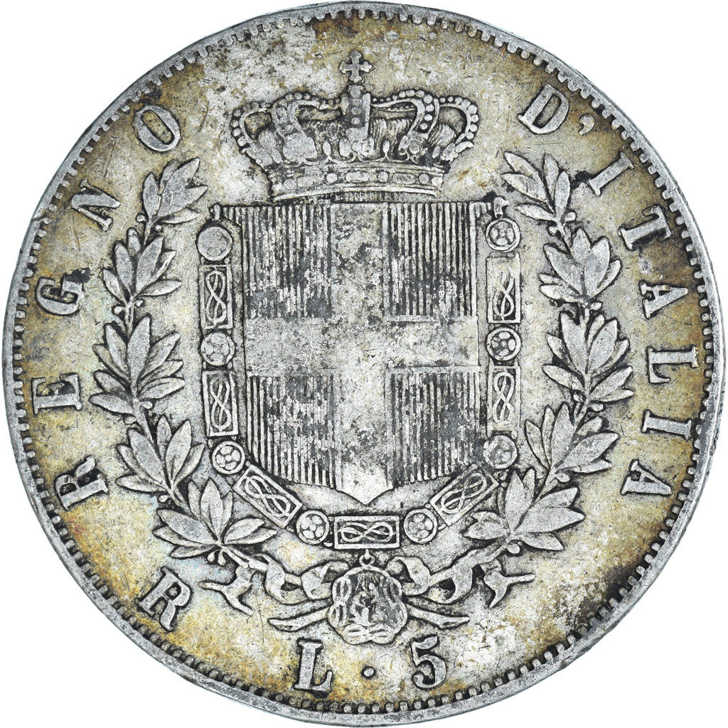 Moeda, Itália, Vittorio Emanuele II, 5 Lire, 1876, Rome, EF(40-45), Prata