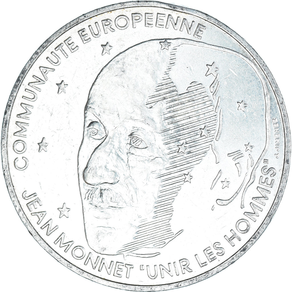 Moeda, França, Jean Monnet, 100 Francs, 1992, Paris, EF(40-45), Prata, KM:1120