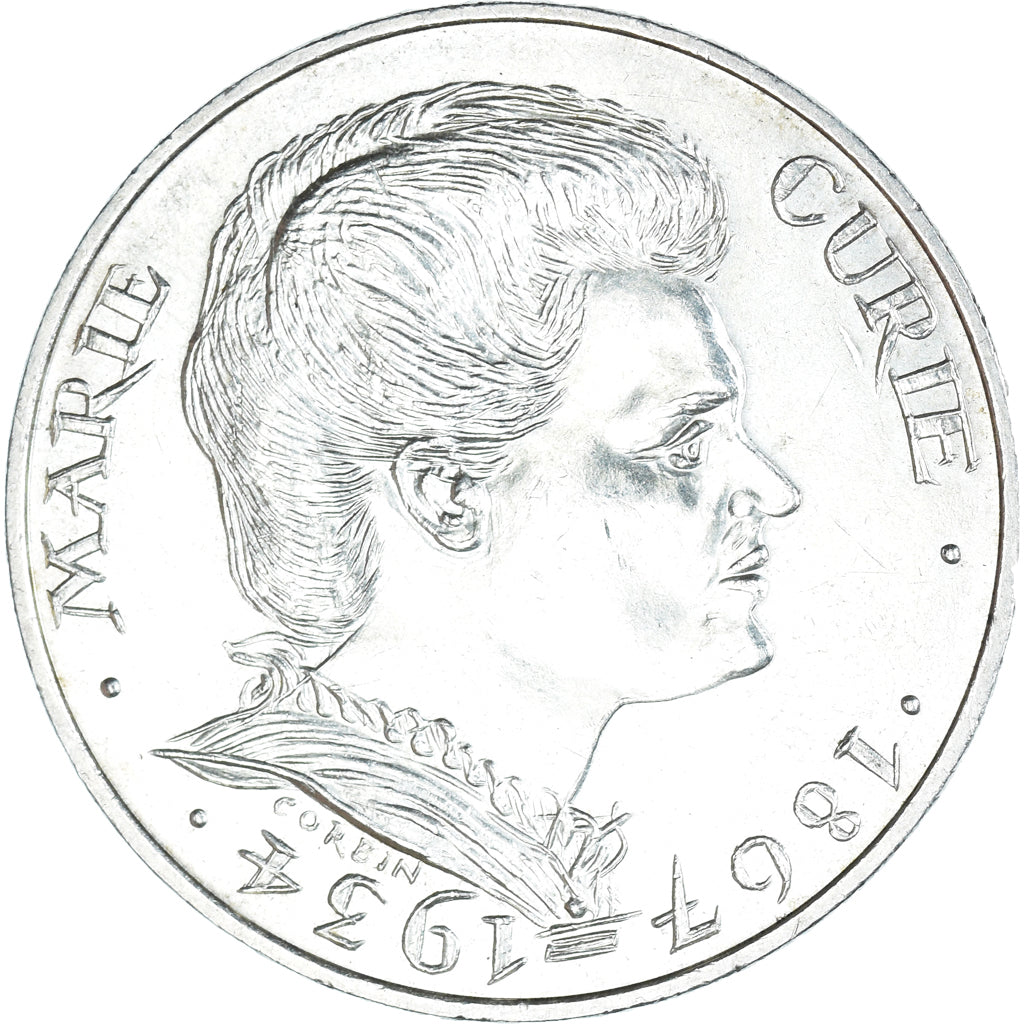 Moneda, Francia, Marie Curie, 100 Francs, 1984, MBC+, Plata, KM:955, Gadoury:899