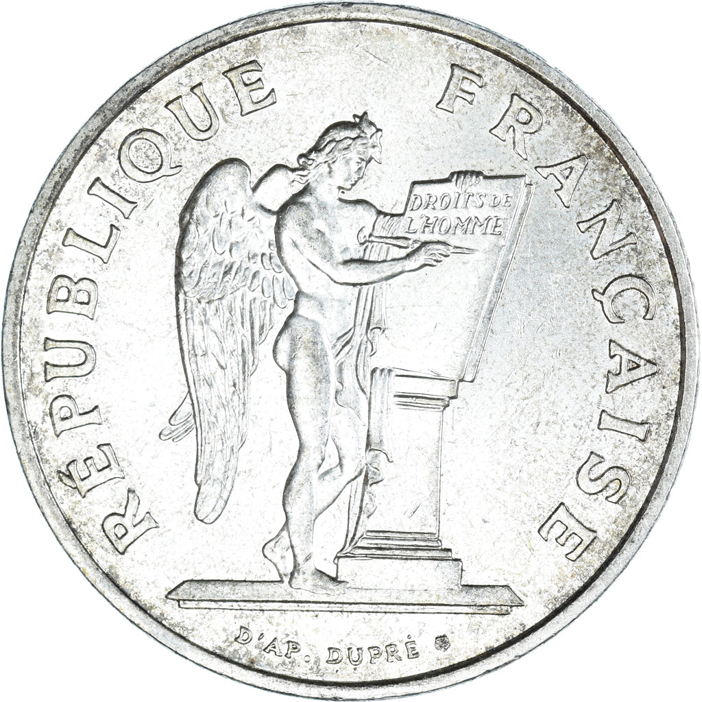 Moeda, França, Droits de l'Homme, 100 Francs, 1989, AU(50-53), Prata, KM:970