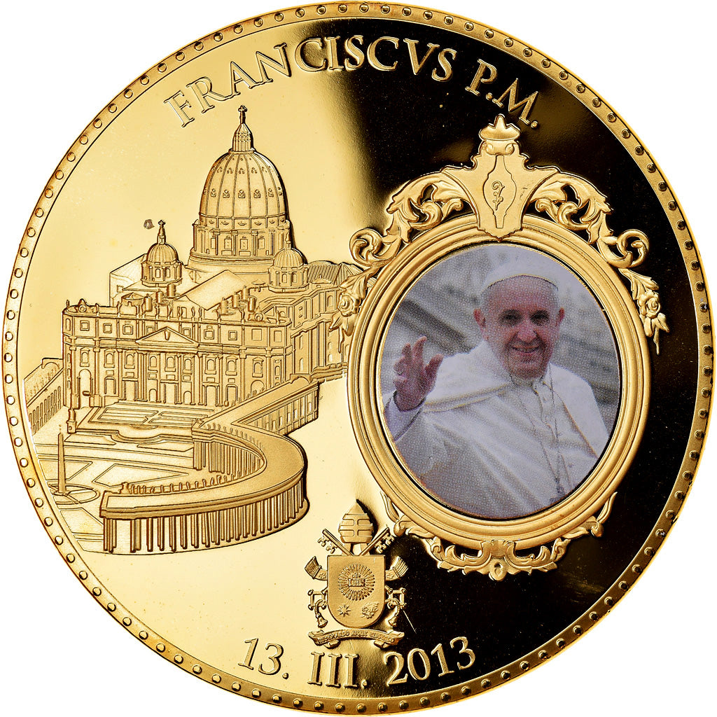 Vatican, Medal, Le Pape François, 2013, MS(65-70), Copper Gilt