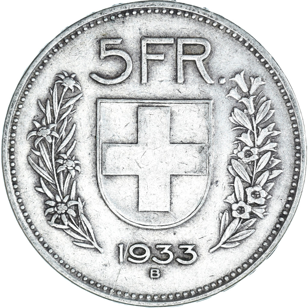 Coin, Switzerland, 5 Francs, 1933, Bern, EF(40-45), Silver, KM:40