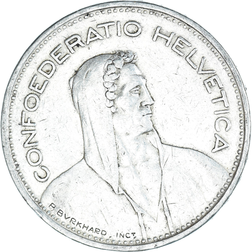 Coin, Switzerland, 5 Francs, 1939, Bern, AU(50-53), Silver, KM:40
