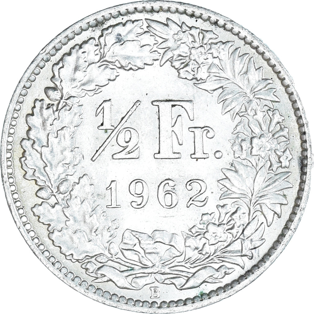 Coin, Switzerland, 1/2 Franc, 1962, Bern, AU(55-58), Silver, KM:23