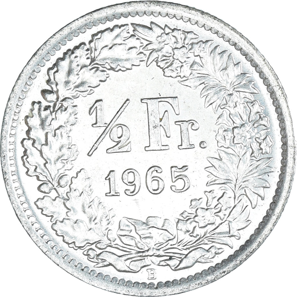 Coin, Switzerland, 1/2 Franc, 1965, Bern, MS(60-62), Silver, KM:23