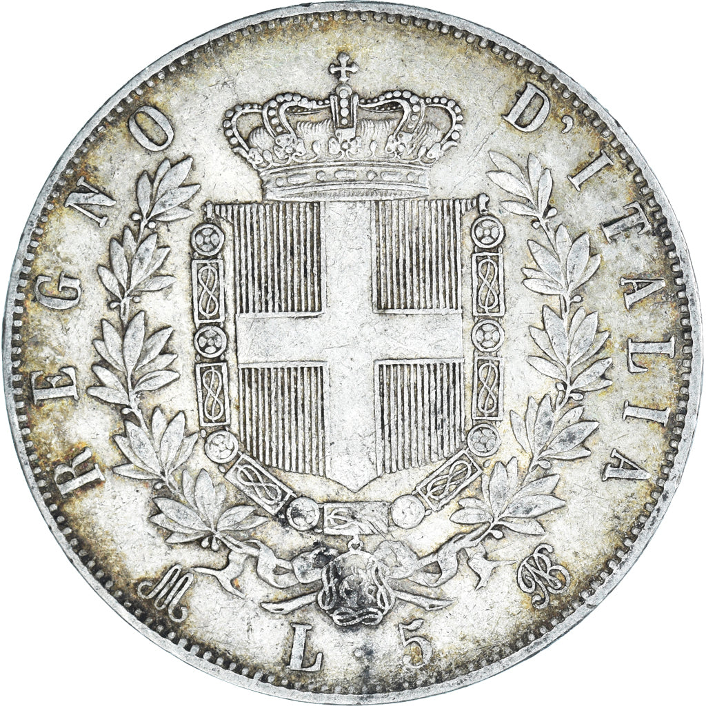 Coin, Italy, Vittorio Emanuele II, 5 Lire, 1874, Milan, EF(40-45), Silver