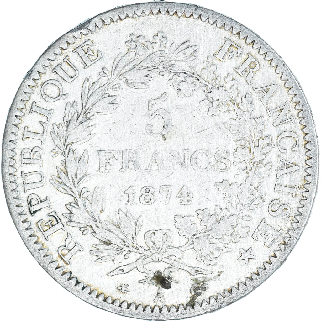 Coin, France, Hercule, 5 Francs, 1874, Paris, VF(30-35), Silver, KM:820.1