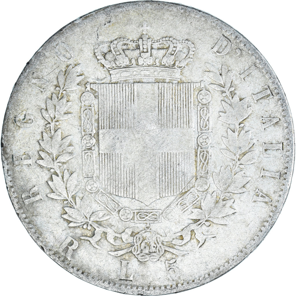 Coin, Italy, Vittorio Emanuele II, 5 Lire, 1876, Rome, VF(30-35), Silver, KM:8.4