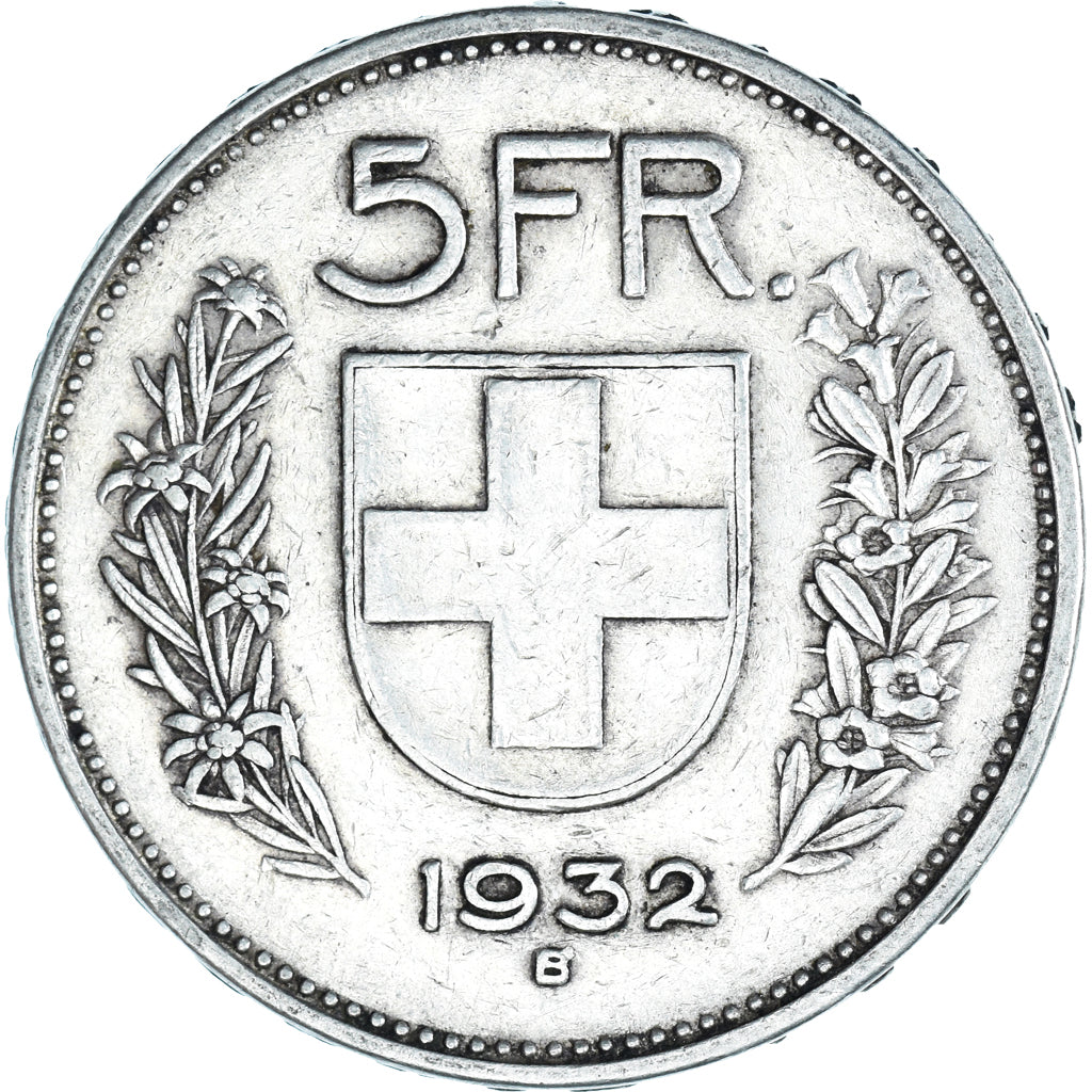Coin, Switzerland, 5 Francs, 1932, Bern, EF(40-45), Silver, KM:40