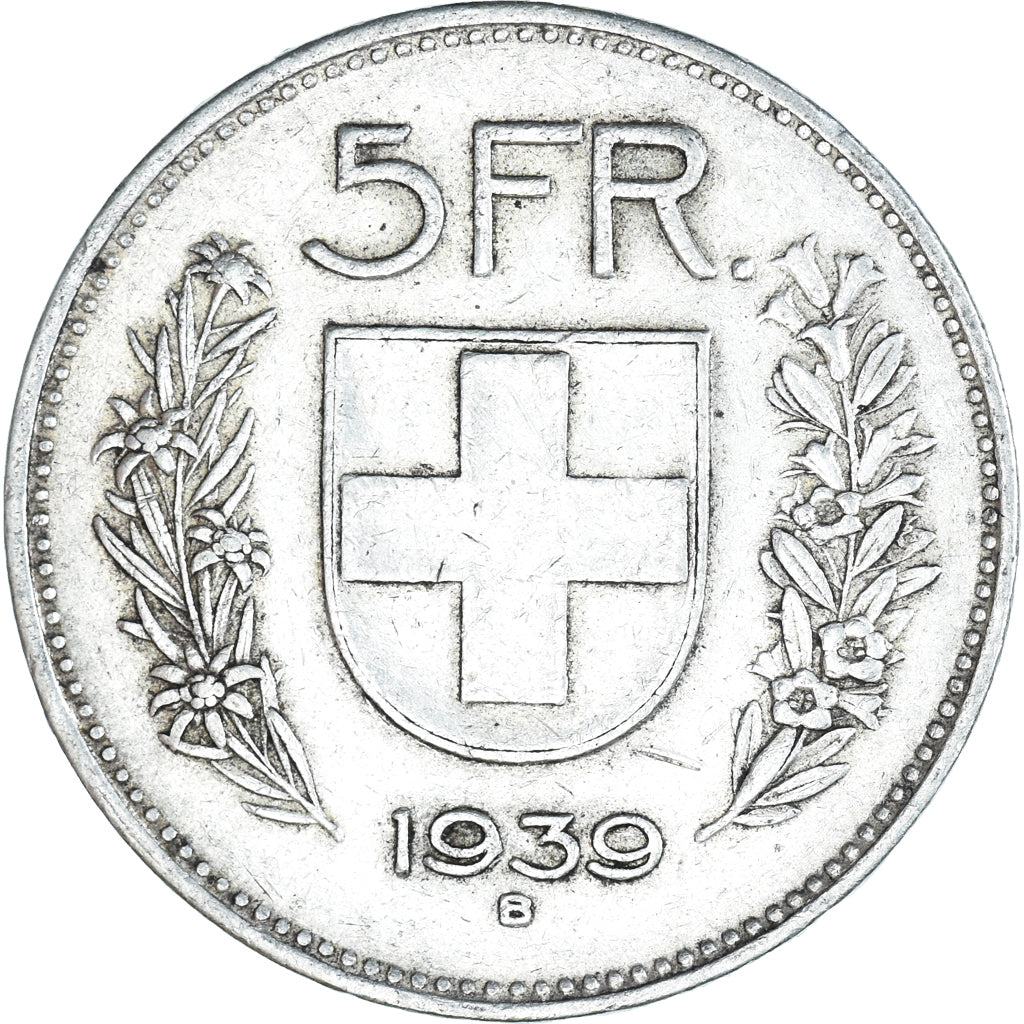 Moneta, Svizzera, 5 Francs, 1939, Bern, BB, Argento, KM:40