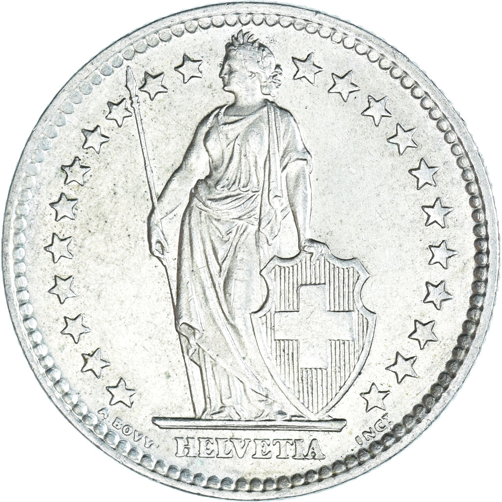 Münze, Schweiz, 2 Francs, 1961, Bern, VZ, Silber, KM:21