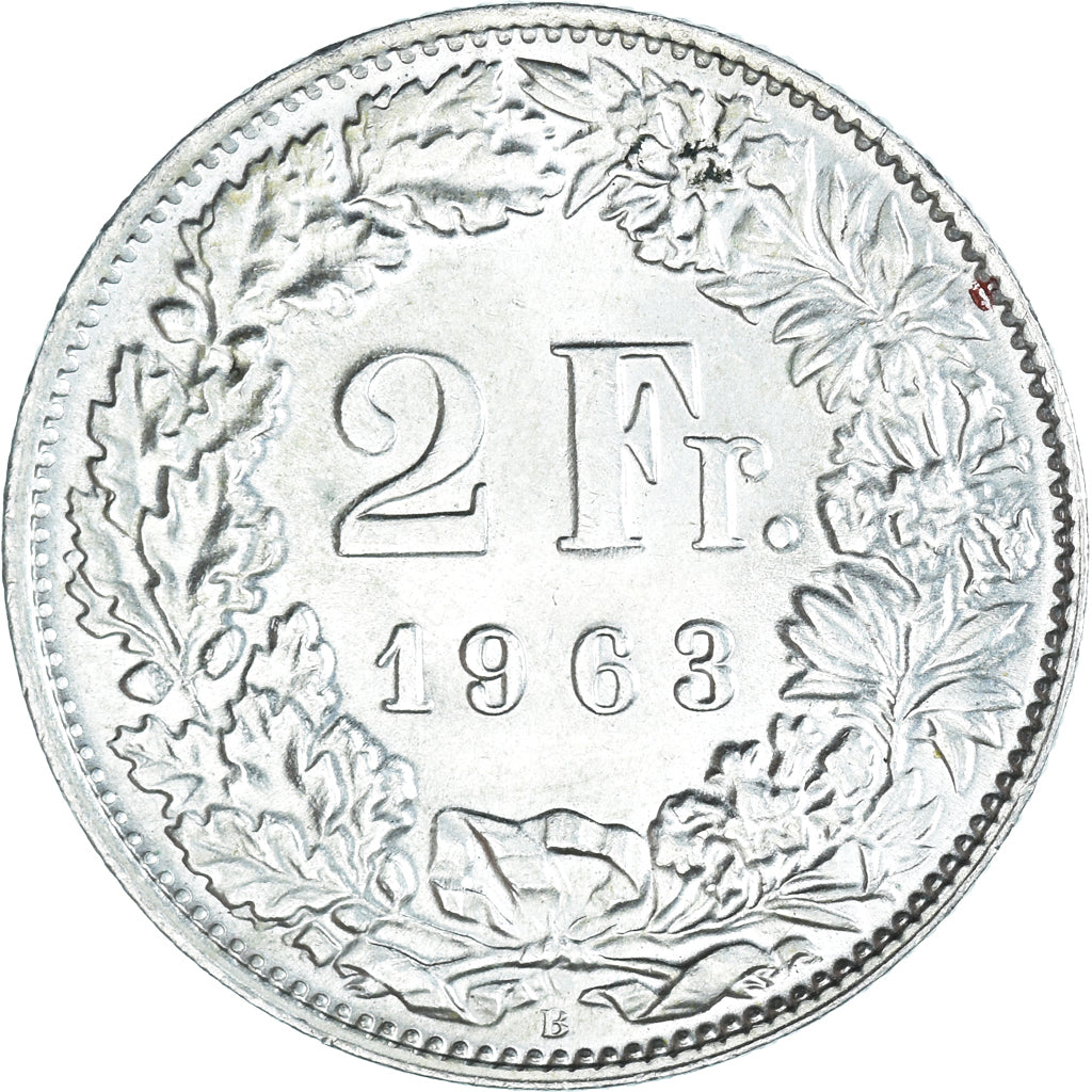 Coin, Switzerland, 2 Francs, 1963, Bern, AU(55-58), Silver, KM:21
