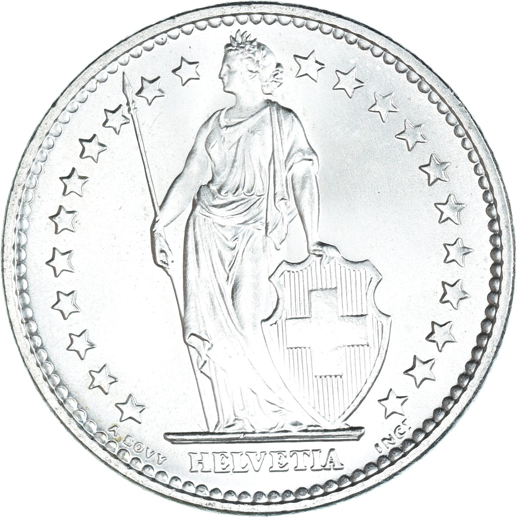 Coin, Switzerland, 2 Francs, 1967, Bern, MS(60-62), Silver, KM:21