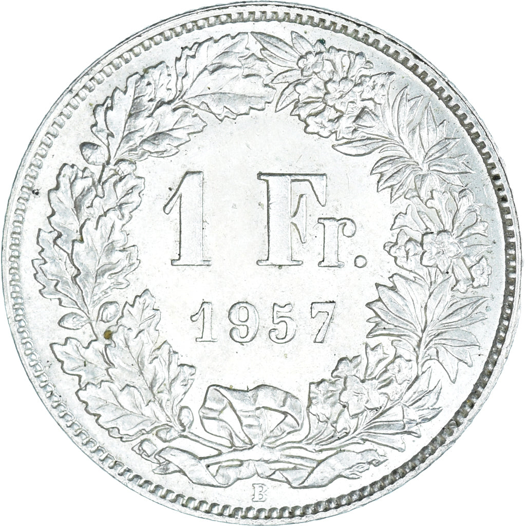 Coin, Switzerland, Franc, 1957, AU(50-53), Silver, KM:24