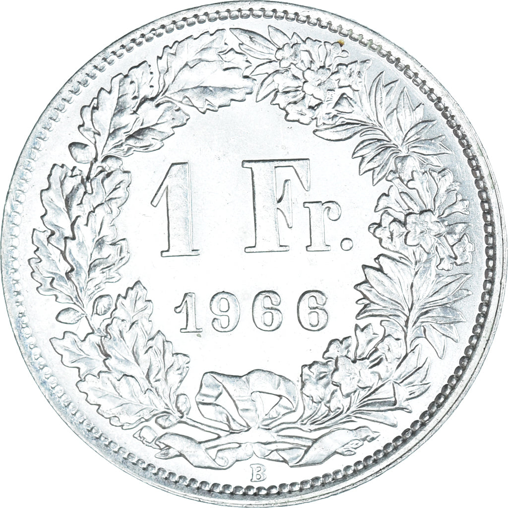 Coin, Switzerland, Franc, 1966, Bern, MS(60-62), Silver, KM:24
