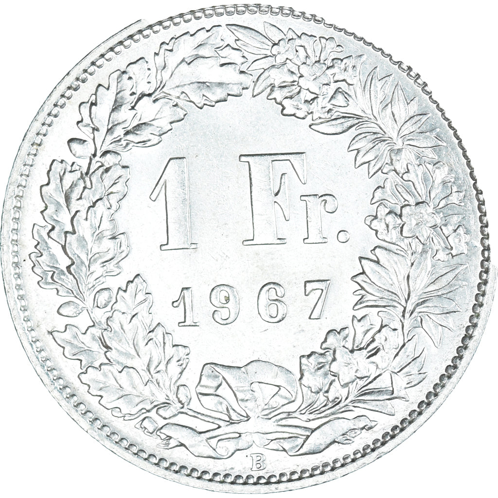Coin, Switzerland, Franc, 1967, Bern, MS(60-62), Silver, KM:24