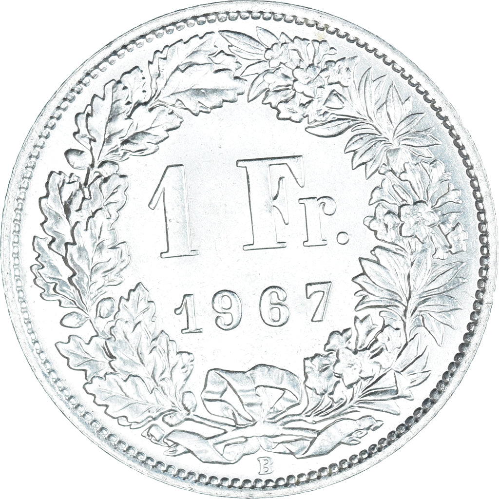 Moneta, Szwajcaria, Franc, 1967, Bern, MS(63), Srebro, KM:24