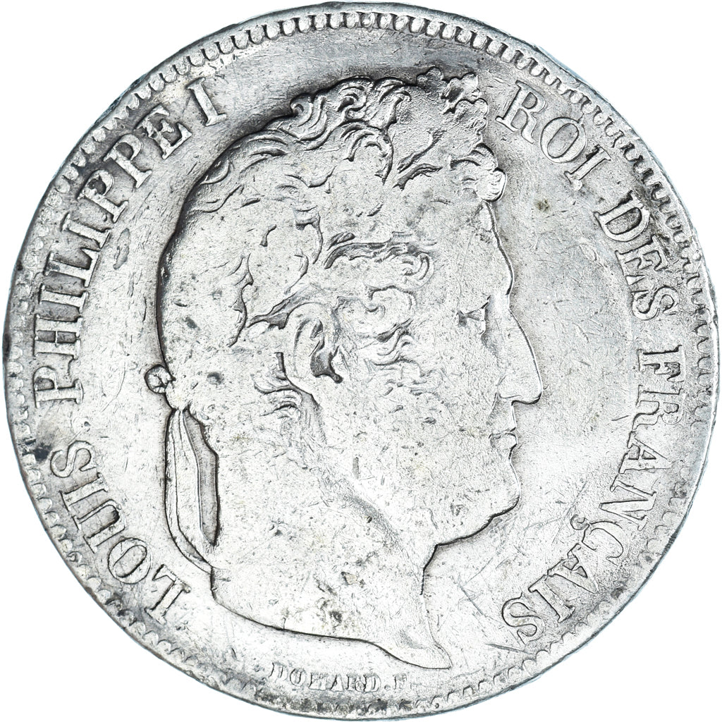 Moeda, França, Louis-Philippe, 5 Francs, 1835, Paris, VF(20-25), Prata