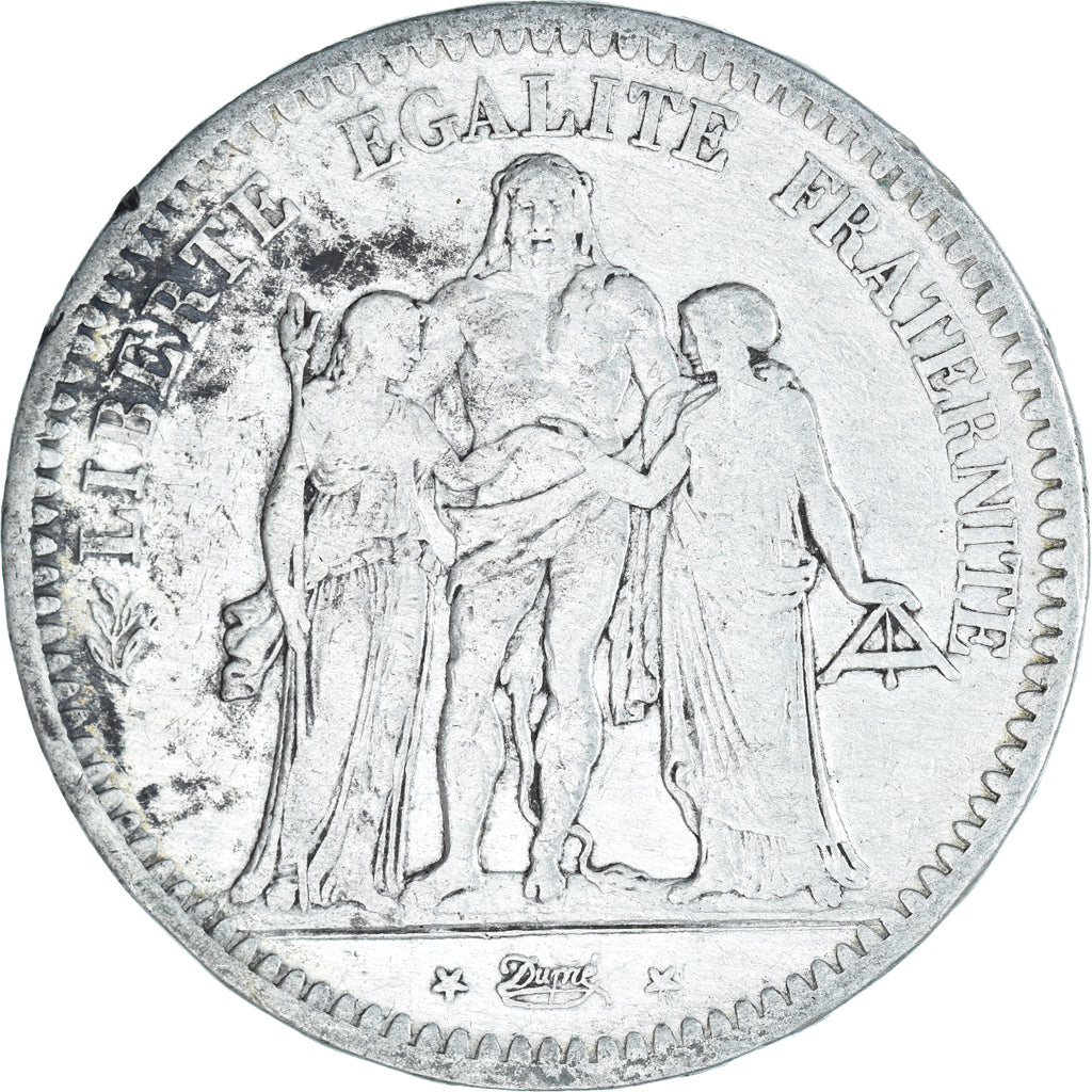 Moneta, Francja, Hercule, 5 Francs, 1848, Paris, VF(30-35), Srebro, KM:756.1