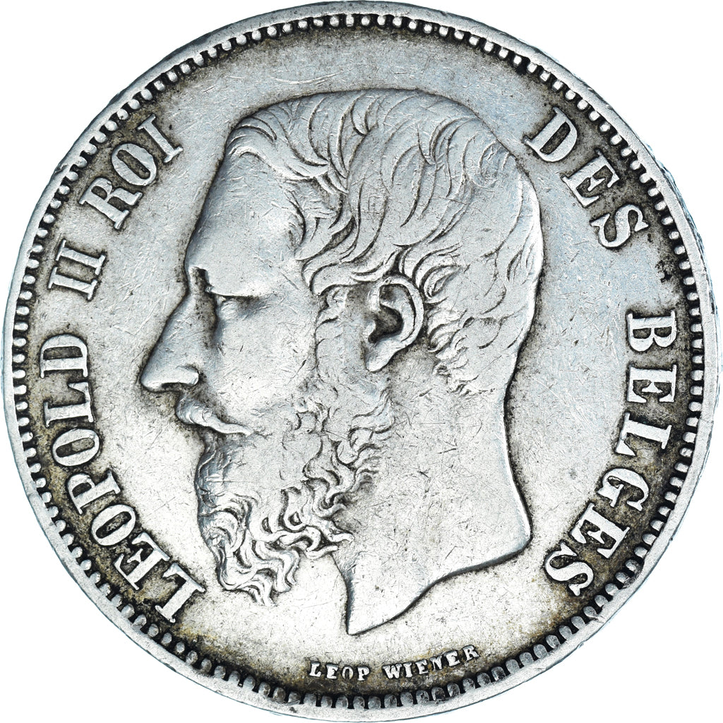 Coin, Belgium, Leopold II, 5 Francs, 5 Frank, 1868, Brussels, VF(30-35), Silver