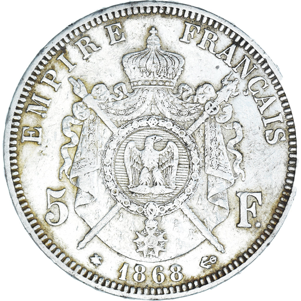 Monnaie, France, Napoleon III, 5 Francs, 1868, Paris, TTB, Argent, Gadoury:739