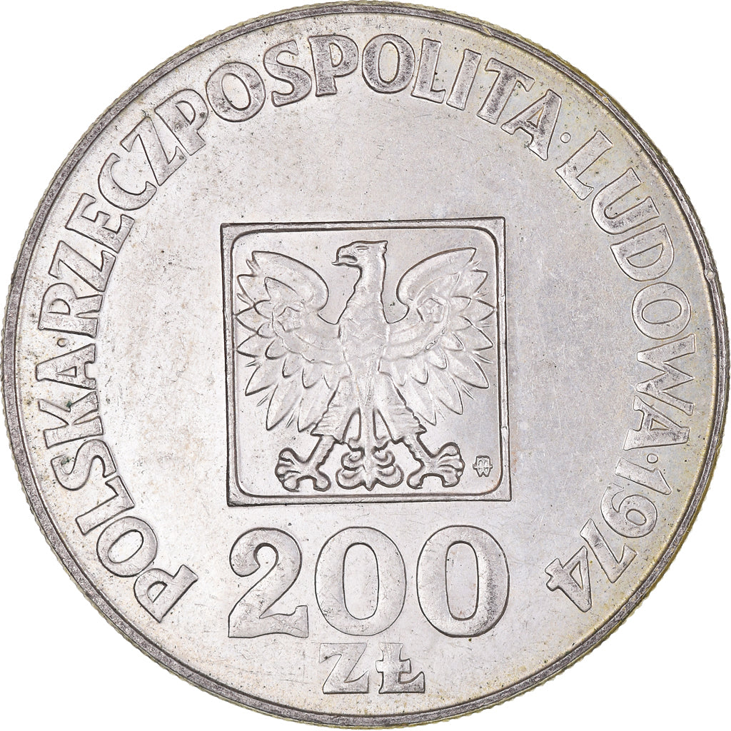 Coin, Poland, 200 Zlotych, 1974, Warsaw, EF(40-45), Silver, KM:72