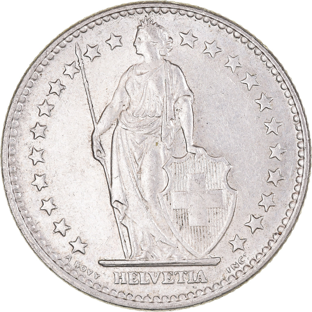 Coin, Switzerland, 2 Francs, 1965, Bern, AU(55-58), Silver, KM:21