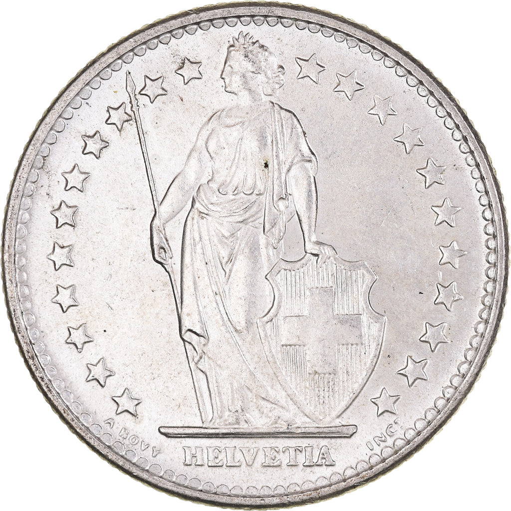 Moeda, Suíça, 2 Francs, 1965, Bern, MS(60-62), Prata, KM:21