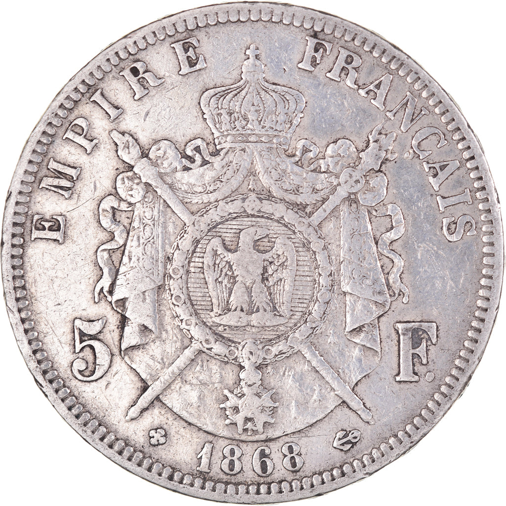 Coin, France, Napoleon III, 5 Francs, 1868, Strasbourg, VF(20-25), Silver