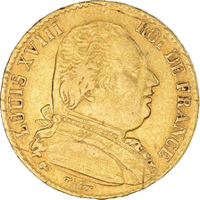 Moneda, Francia, Louis XVIII, 20 Francs, 1814, Paris, MBC, Oro, KM:706.1