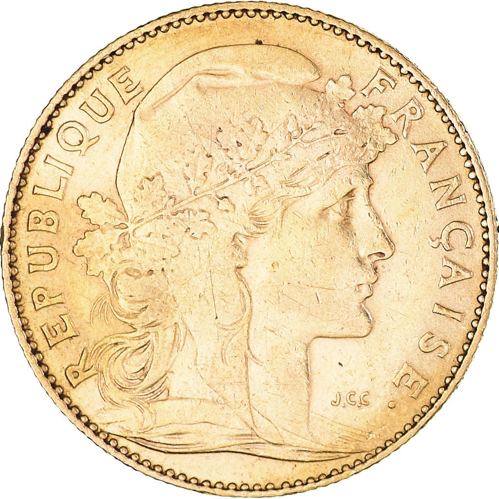 Munten, Frankrijk, Marianne, 10 Francs, 1900, Paris, Coq, ZF+, Goud, KM:846