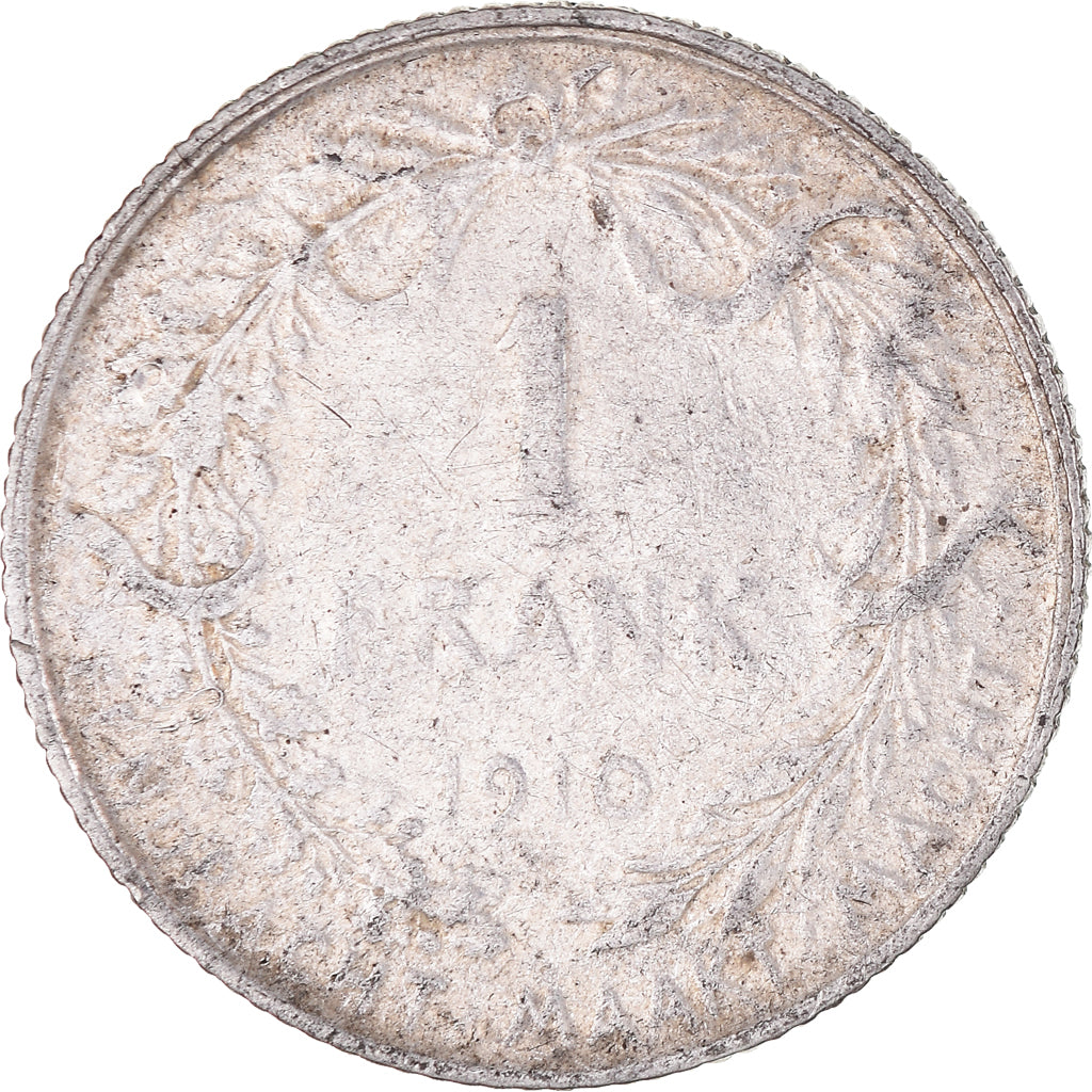 Coin, Belgium, Albert I, Franc, 1910, Brussels, AU(50-53), Silver, KM:73.1