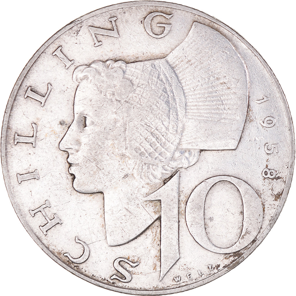 Coin, Austria, 10 Schilling, 1958, AU(55-58), Silver, KM:2882