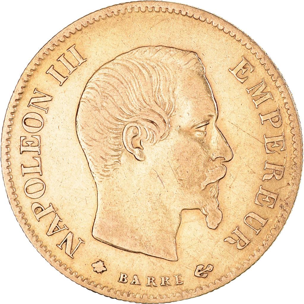 Coin, France, Napoleon III, 10 Francs, 1860, Strasbourg, AU(50-53), Gold